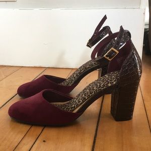 Maroon ankle strap heels size 6